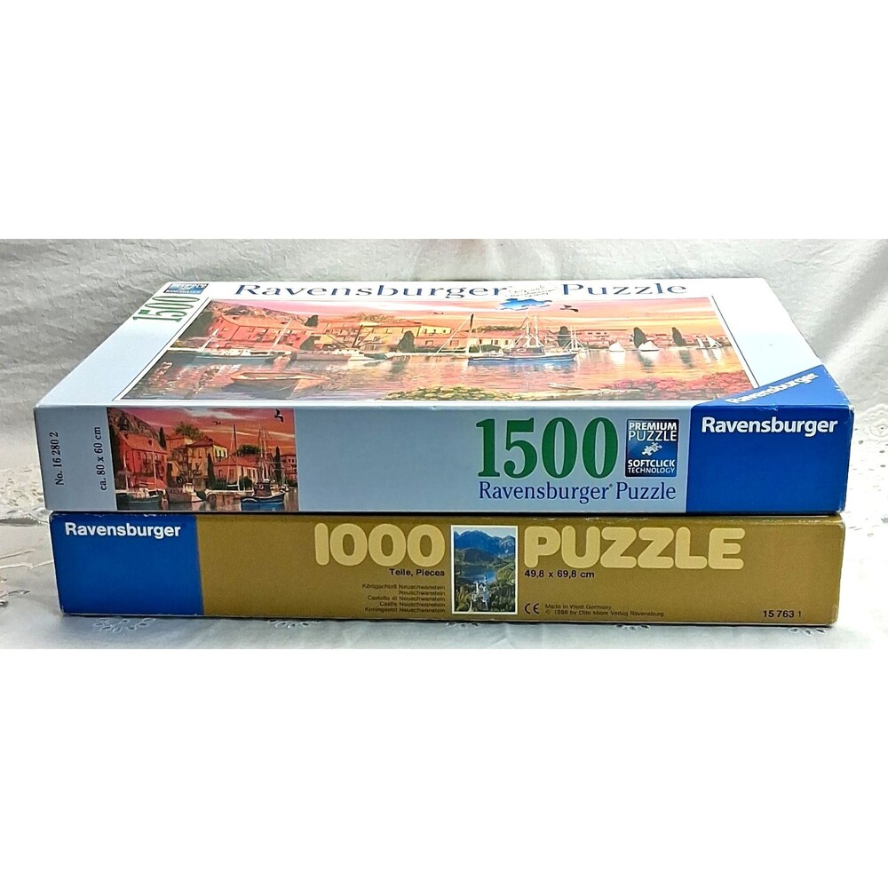 Ravensburger Lot of 2 Landscape Jigsaw Puzzles 1000 & 1500pc Cardboard